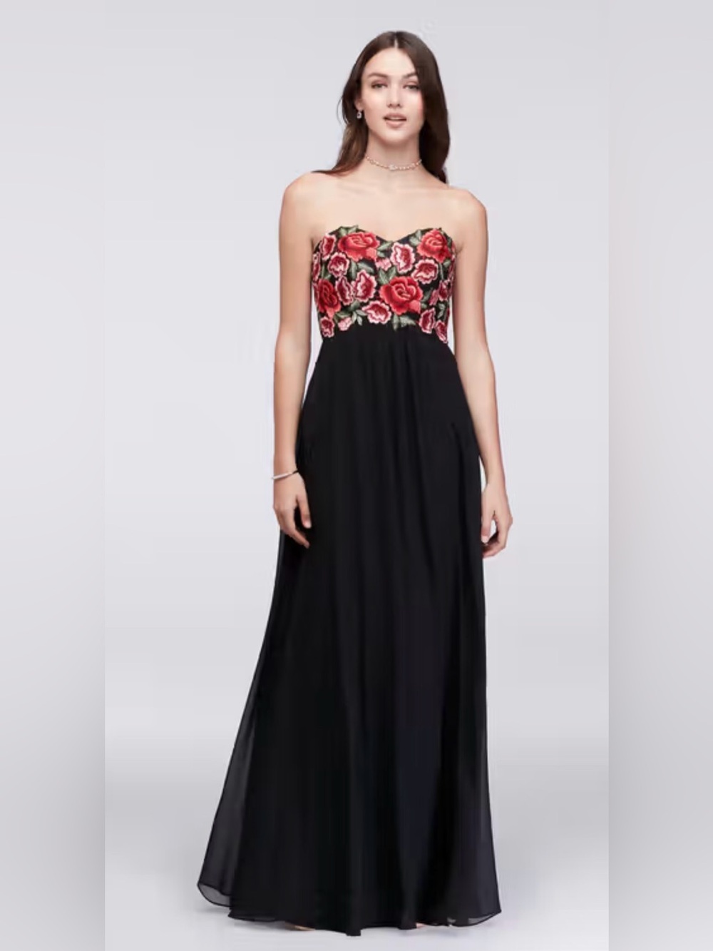 NWOT DECODE 1.8 Embroidered Empire-Waist Chiffon Dress Size 4